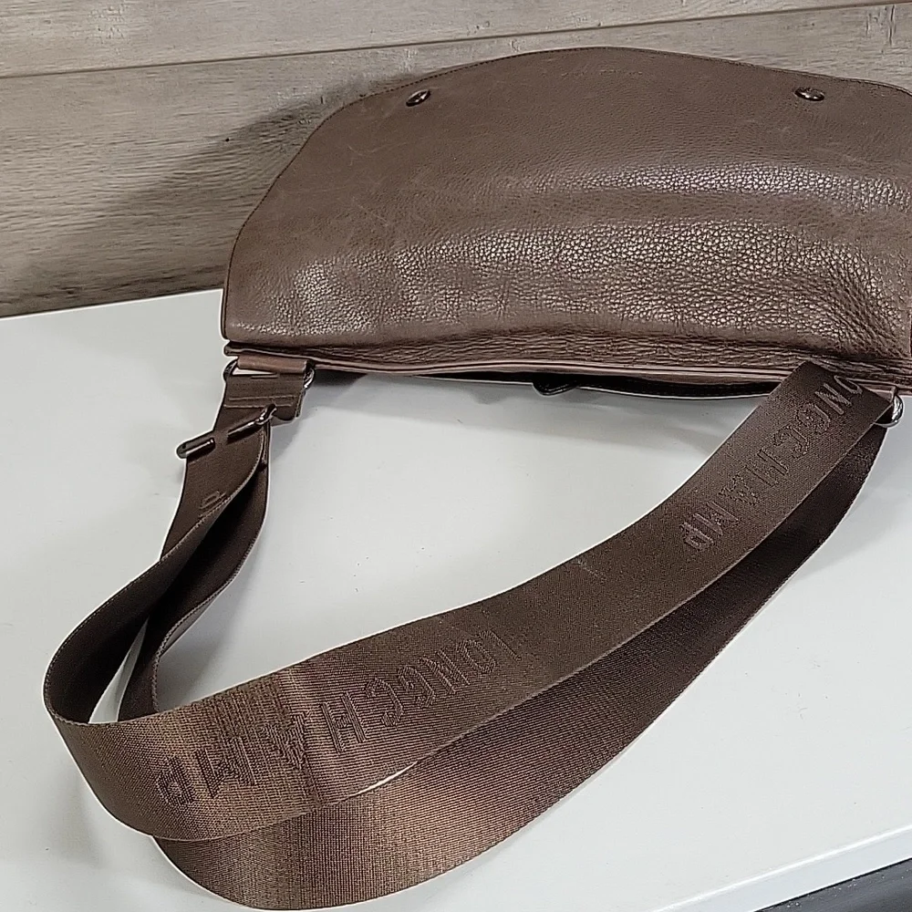 Longchamp Brown Leather Messenger Crossbody Bag